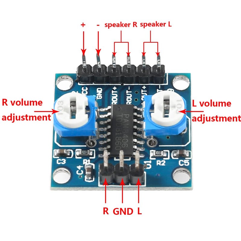 PAM8406 Digital Amplifier Board 5W x 2 Stereo with Volume Potentiometer Noiseless Reliable - Image 2